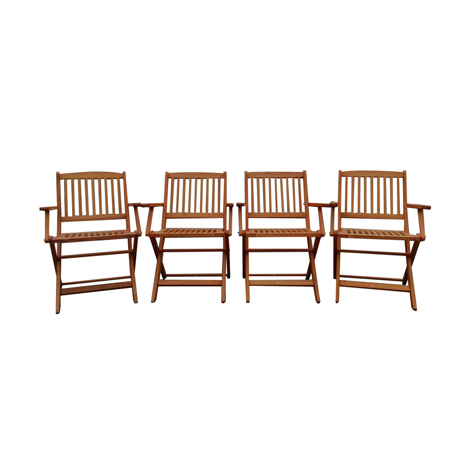 Foldable Patio Dining Set, 4 Folding Chairs, Indoor And Outdoor Universal, Teak Teak Solid Wood