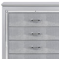 Glamourous Silver Finish 1Pc Chest Of 5X Dovetail Drawers Faux Alligator Embossed Fronts Bedroom Furniture Silver Bedroom Glam,Modern Wood