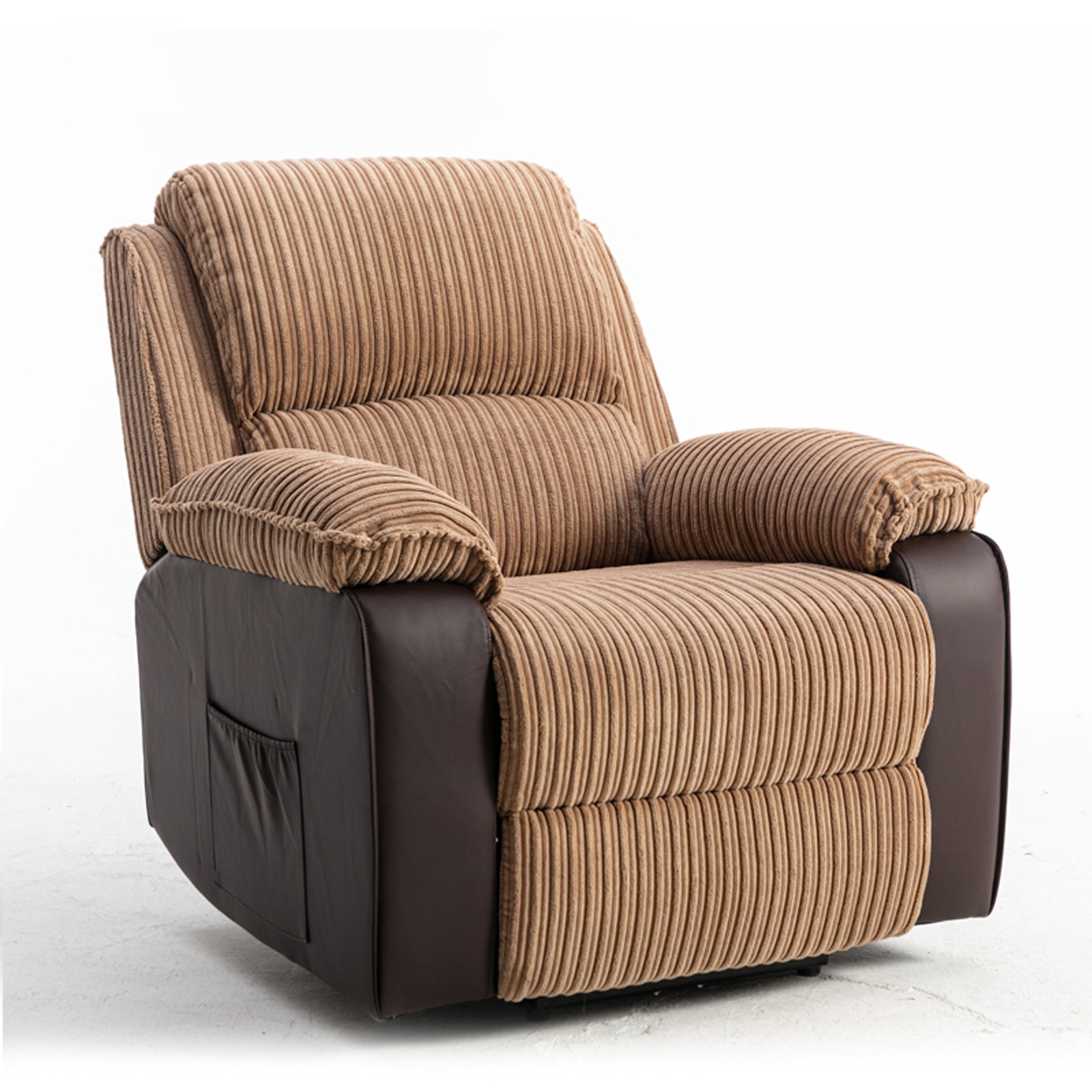 Brown Fabric Recliner Chair Theater Single Recliner Thick Seat And Backrest, Suitable For Living Room, Side Bags Electric Sofa Chair, Electric Remote Control.The Angle Can Adjust Freely Brown Fabric