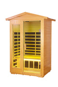 Two Person Basswood Far Infrared Outdoor Sauna Room Natural Wood Solid Wood