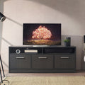 Holland Contemporary Tv Stand With Three Soft Closing Doors In Dark Gray Dark Gray Solid Wood