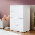 Bliss Glossy Four Drawer Jumbo Chest In White White Solid Wood