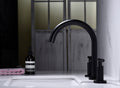 Two Handle High Arc Widespread Bathroom Sink Faucet 3 Hole Matte Black Stainless Steel