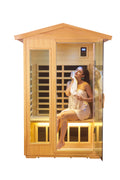 Two Person Basswood Far Infrared Outdoor Sauna Room Natural Wood Solid Wood