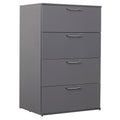 Bliss Glossy Four Drawer Jumbo Chest In Dark Gray Dark Gray Solid Wood