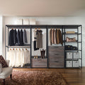 Monica Wood And Metal Walk In Closet With One Drawer In Rustic Gray Gray Solid Wood