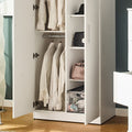 Viviane Contemporary Wood Closet With Hanging Bars And Five Shelves In White White Solid Wood