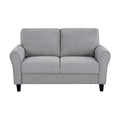 Modern 1Pc Loveseat Dark Gray Textured Fabric Upholstered Rounded Arms Attached Cushions Transitional Living Room Furniture Dark Gray Primary Living Space Farmhouse,Modern,Traditional,Transitional Fabric