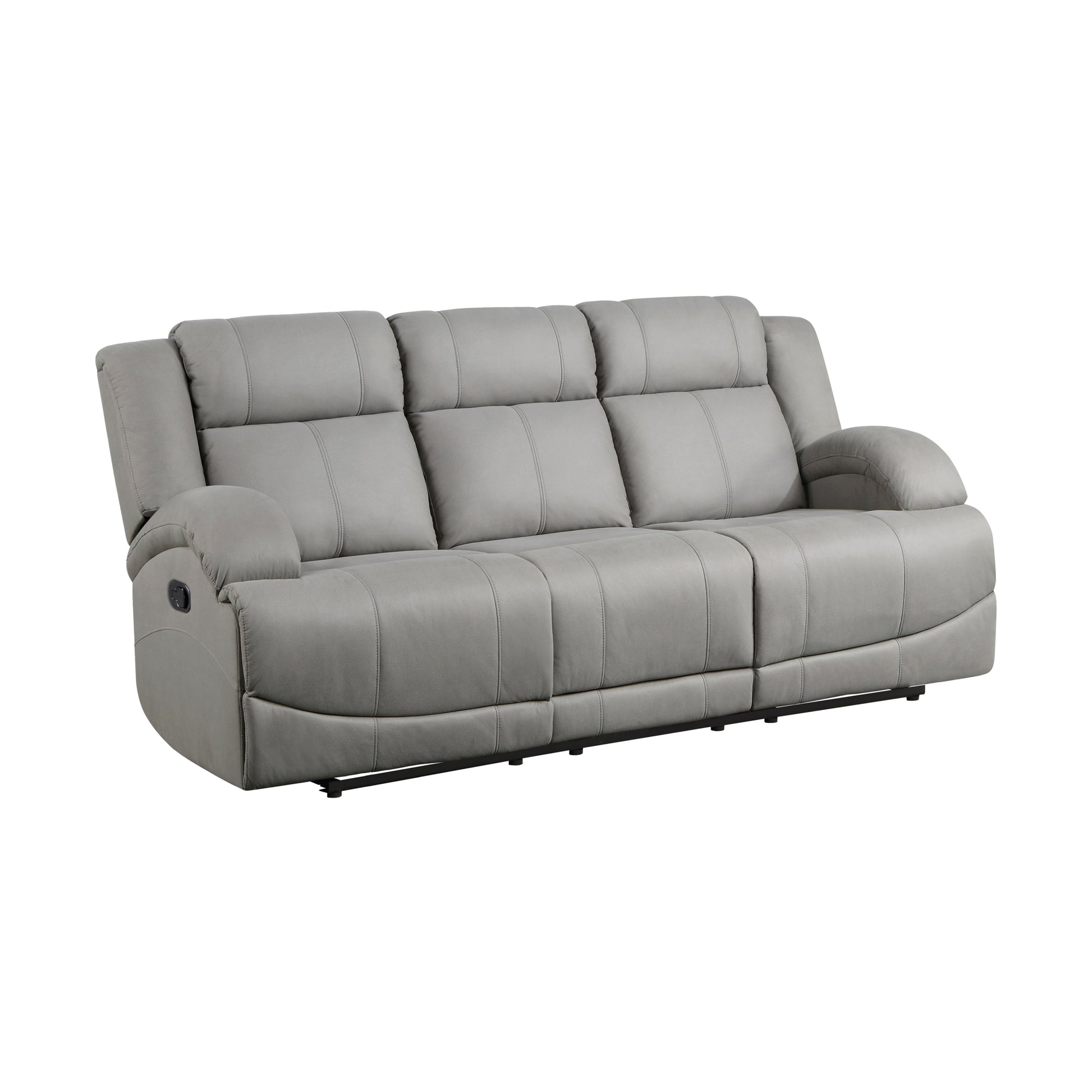 Attractive Gray Color Microfiber Upholstered 1Pc Double Reclining Sofa Transitional Living Room Furniture Gray Primary Living Space Transitional Microfiber