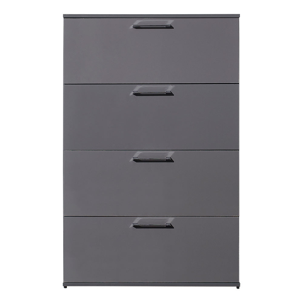 Bliss Glossy Four Drawer Jumbo Chest In Dark Gray Dark Gray Solid Wood