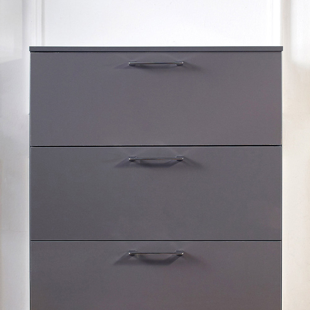 Bliss Glossy Four Drawer Jumbo Chest In Dark Gray Dark Gray Solid Wood