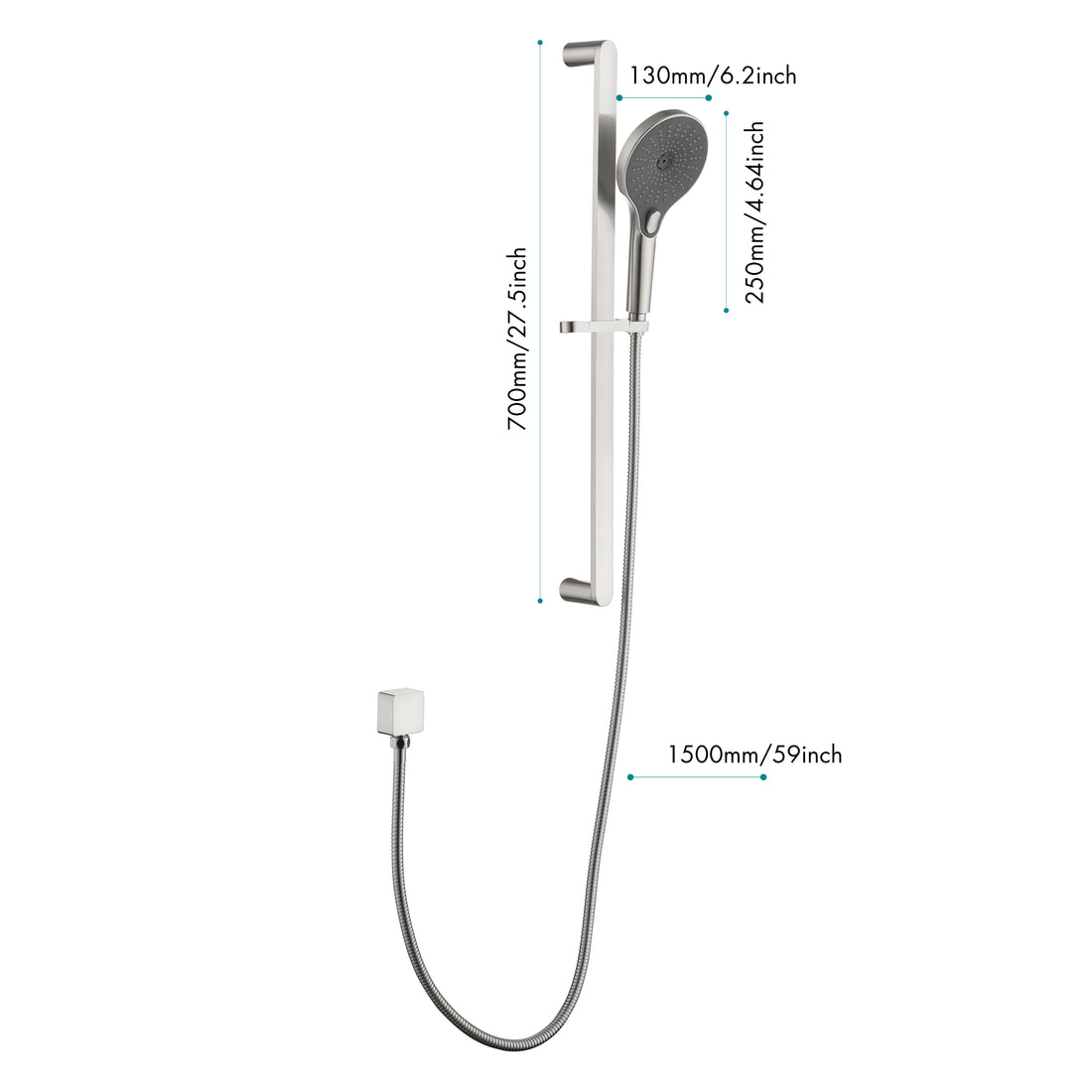 Showers Stainless Steel Slide Bar Grab Rail Includes Handheld Shower Head And 69 Inch Hose Brushed Nickel Stainless Steel