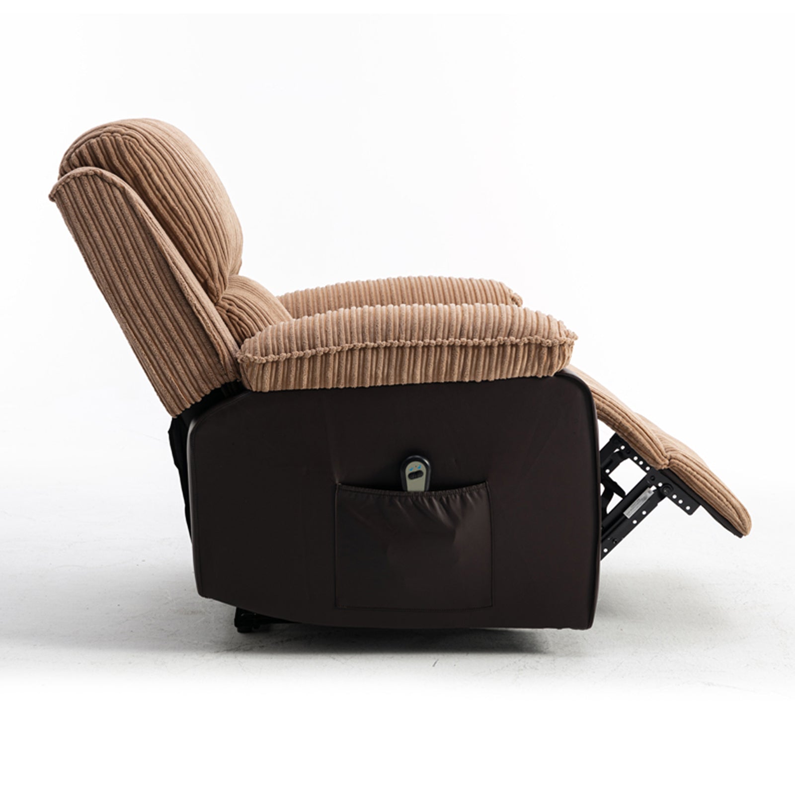 Brown Fabric Recliner Chair Theater Single Recliner Thick Seat And Backrest, Suitable For Living Room, Side Bags Electric Sofa Chair, Electric Remote Control.The Angle Can Adjust Freely Brown Fabric