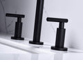 Two Handle High Arc Widespread Bathroom Sink Faucet 3 Hole Matte Black Stainless Steel