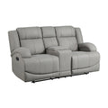 Attractive Gray Color Microfiber Upholstered 1Pc Double Reclining Loveseat With Center Console Transitional Living Room Gray Primary Living Space Transitional Microfiber