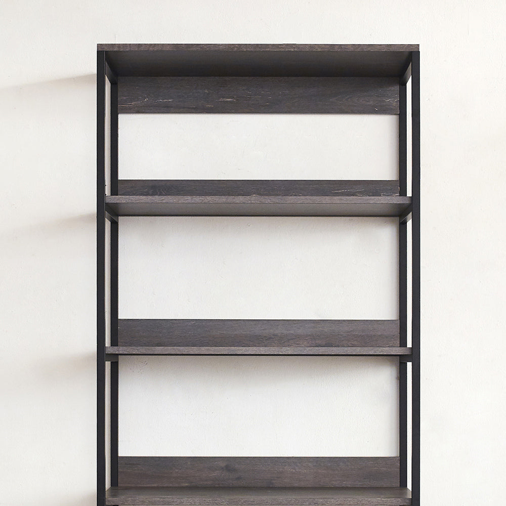 Monica Wood And Metal Walk In Closet With Five Shelves In Rustic Gray Gray Solid Wood