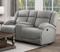 Attractive Gray Color Microfiber Upholstered 1Pc Double Reclining Loveseat With Center Console Transitional Living Room Gray Primary Living Space Transitional Microfiber