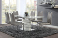 Contemporary Style Dining Table 1Pc With Self Storing Extension Leaf Bright High Gloss White And Gray Taupe Finish Off White Seats 6 Dining Room Contemporary Metal & Wood