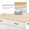 Kitchen Island Cart With Solid Wood Top And Locking Wheels,54.3 Inch Width,4 Door Cabinet And Two Drawers,Spice Rack, Towel Rack White White Mdf