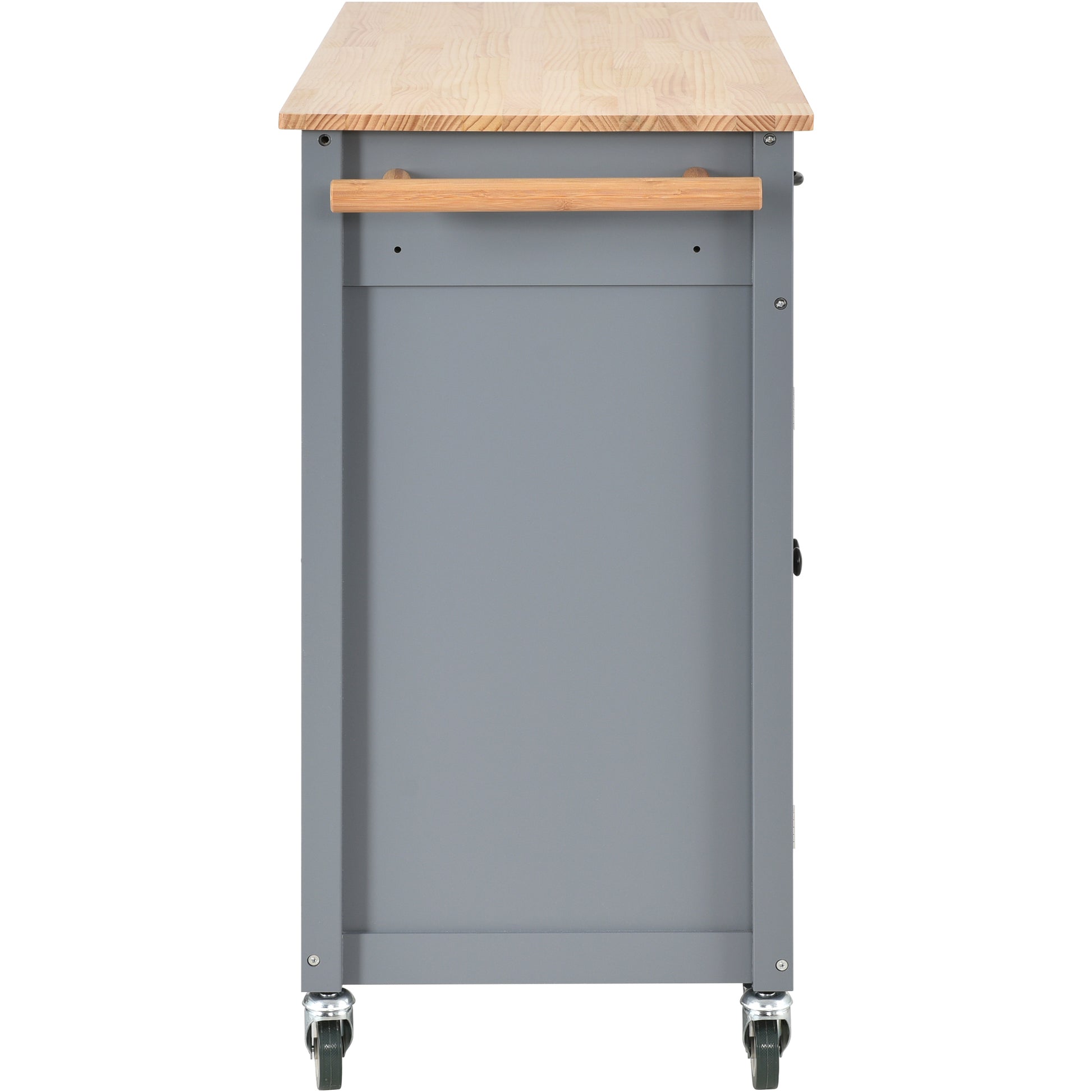 Kitchen Island Cart With Solid Wood Top And Locking Wheels,54.3 Inch Width,4 Door Cabinet And Two Drawers,Spice Rack, Towel Rack Grey Blue Blue Mdf