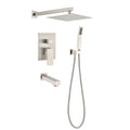 Brushed Nickel Shower System 10 Inch Brass Bathroom Deluxe Rain Mixed Shower Combination Set Wall Mounted Rain Shower Head System Shower Faucet Brushed Nickel Brass