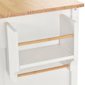 Kitchen Island Cart With Solid Wood Top And Locking Wheels,54.3 Inch Width,4 Door Cabinet And Two Drawers,Spice Rack, Towel Rack White White Mdf