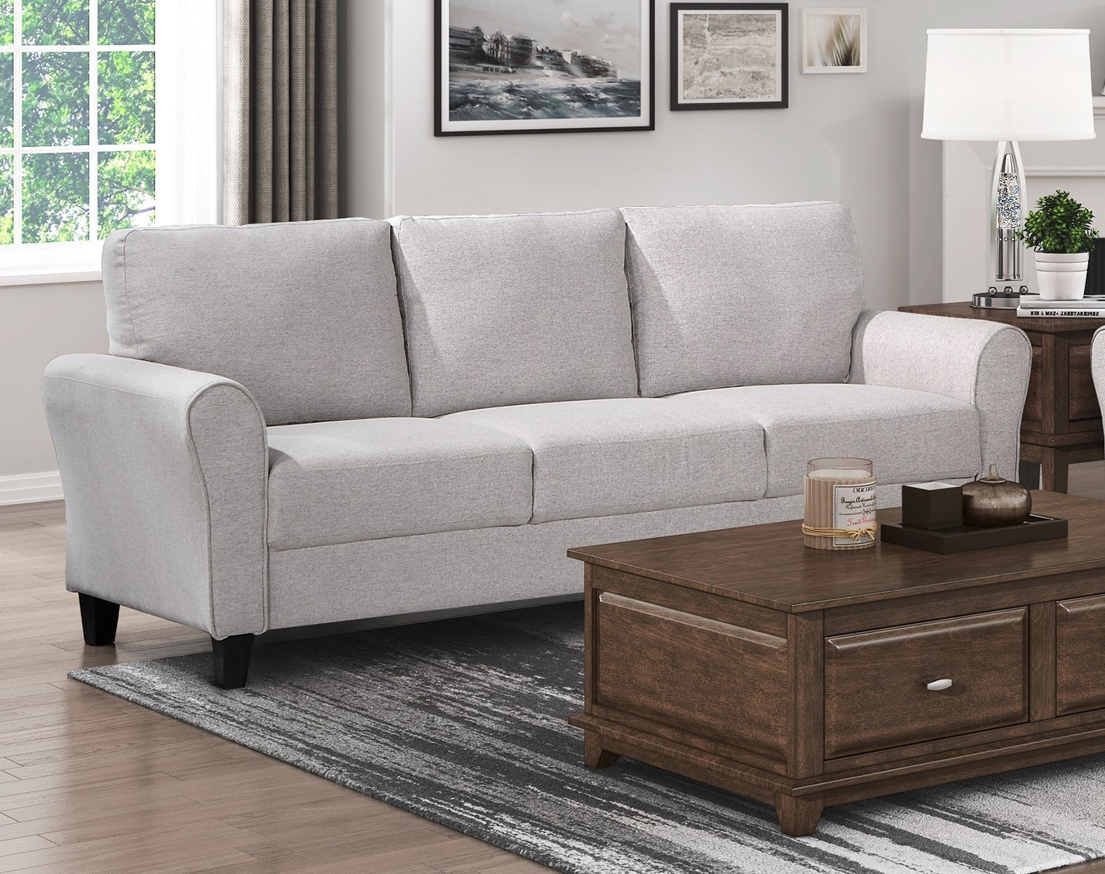 Modern Transitional Sand Hued Textured Fabric Upholstered 1Pc Sofa Attached Cushions Living Room Furniture Desert Sand Primary Living Space Modern,Transitional Fabric