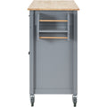 Kitchen Island Cart With Solid Wood Top And Locking Wheels,54.3 Inch Width,4 Door Cabinet And Two Drawers,Spice Rack, Towel Rack Grey Blue Blue Mdf