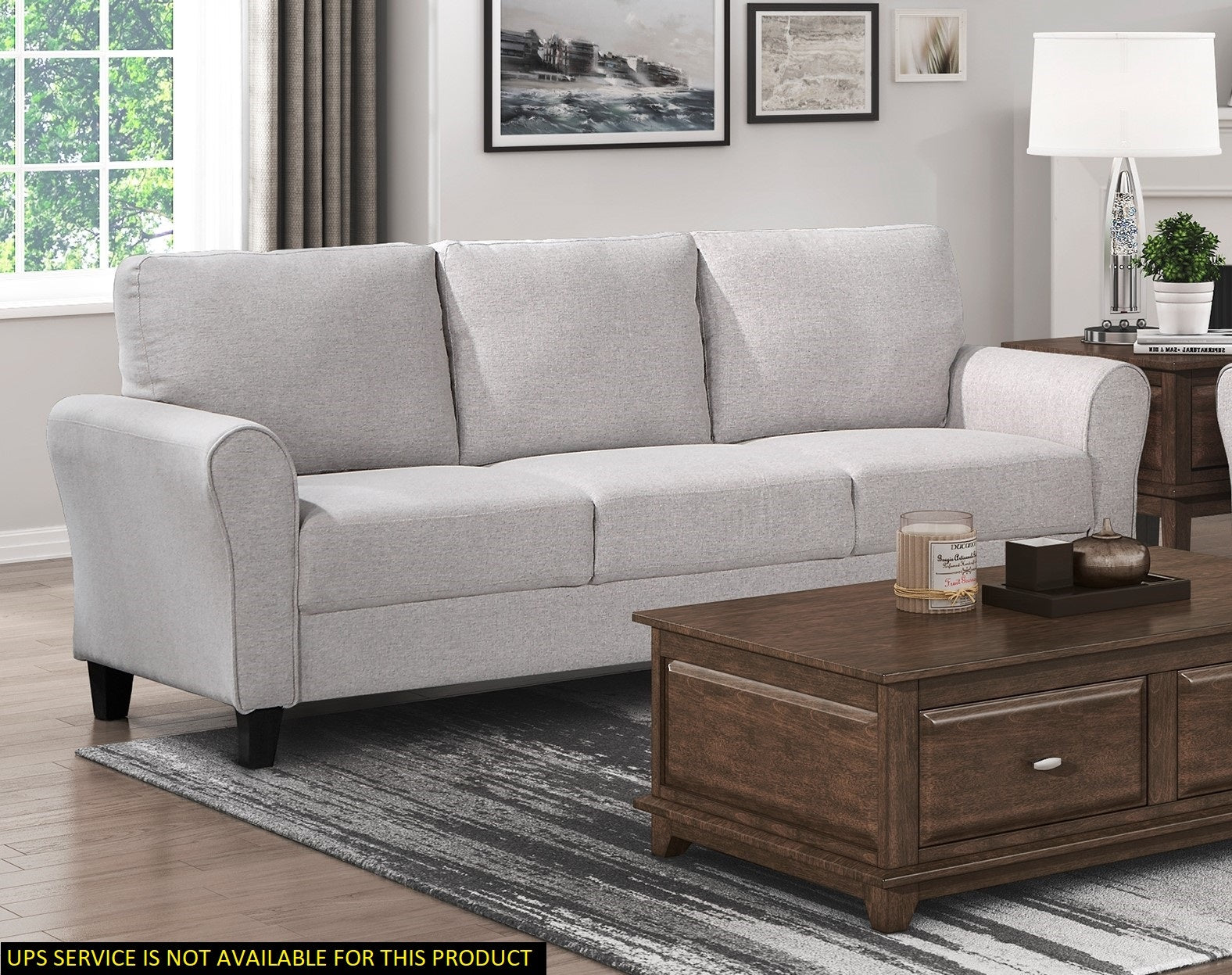 Modern Transitional Sand Hued Textured Fabric Upholstered 1Pc Sofa Attached Cushions Living Room Furniture Desert Sand Primary Living Space Modern,Transitional Fabric