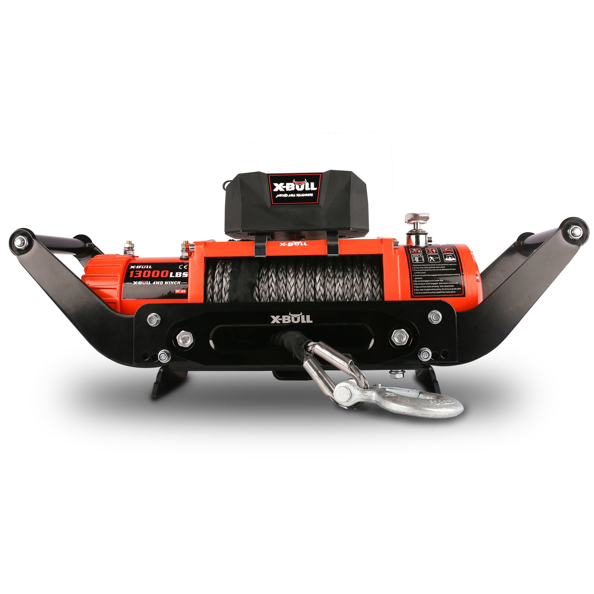Zesuper 13000 Lb Load Capacity Electric Winch 12V Waterproof Ip67 Winch Truck Winch Kit Synthetic Rope, Waterproof Off Road Winch For Jeep,Truck,Suv With Wirless Remote And Corded Control Orange Stainless Steel
