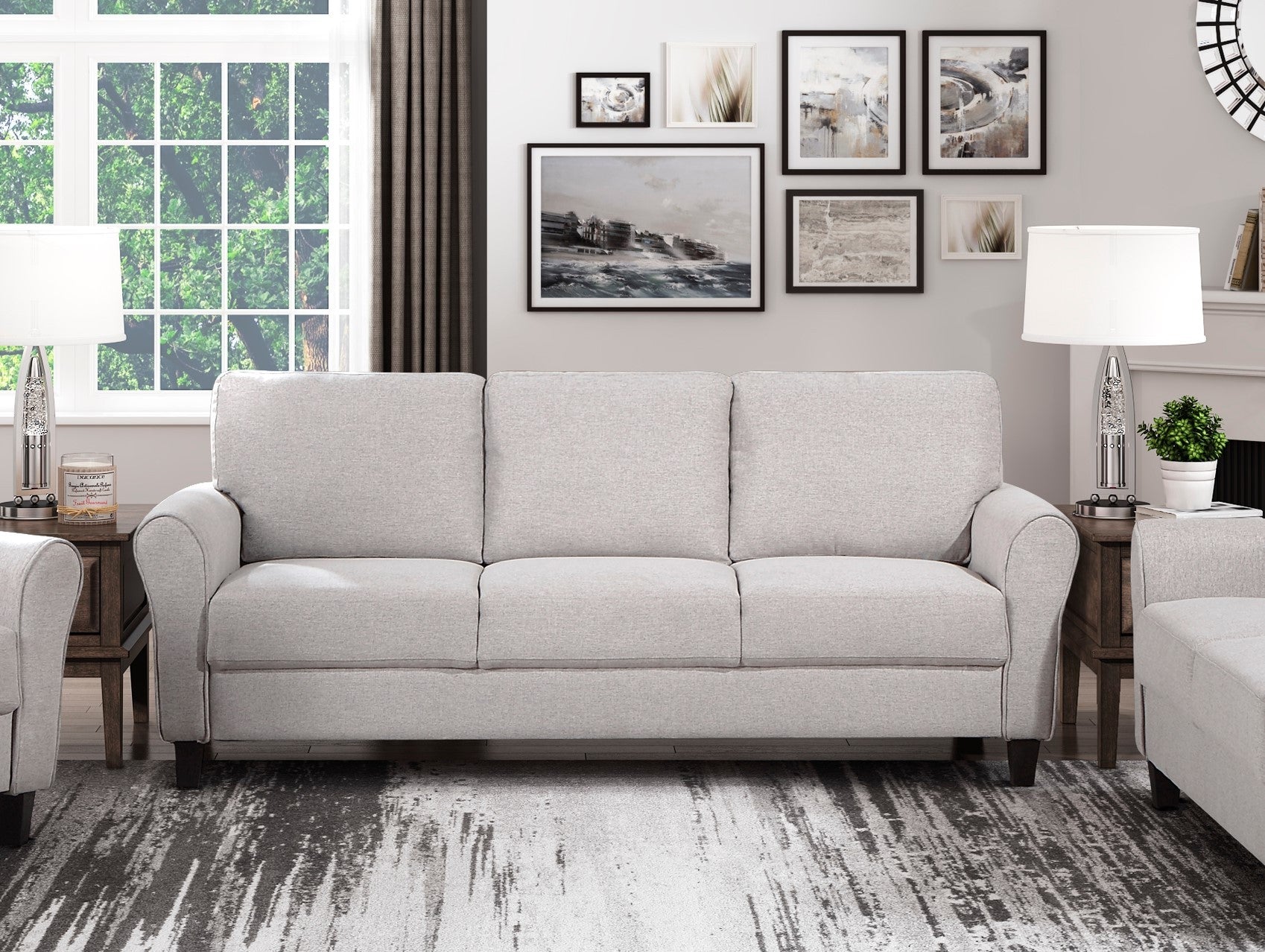 Modern Transitional Sand Hued Textured Fabric Upholstered 1Pc Sofa Attached Cushions Living Room Furniture Desert Sand Primary Living Space Modern,Transitional Fabric