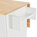 Rolling Mobile Kitchen Island With Solid Wood Top And Locking Wheels,52.7 Inch Width,Storage Cabinet And Drop Leaf Breakfast Bar,Spice Rack, Towel Rack & Drawer White White Mdf