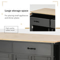 Kitchen Island Cart With Solid Wood Top And Locking Wheels,54.3 Inch Width,4 Door Cabinet And Two Drawers,Spice Rack, Towel Rack Black Black Mdf