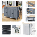 Kitchen Island Cart With Solid Wood Top And Locking Wheels,54.3 Inch Width,4 Door Cabinet And Two Drawers,Spice Rack, Towel Rack Grey Blue Blue Mdf