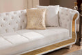 Julia Gold Detailed Tufted Upholstery Sectional Made With Wood In Off White Beige Velvet Wood Primary Living Space Soft Cushion Back Contemporary,Modern L Shaped Rolled Arms Solid Wood Mdf Velvet 6 Seat