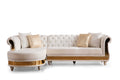 Julia Gold Detailed Tufted Upholstery Sectional Made With Wood In Off White Beige Velvet Wood Primary Living Space Soft Cushion Back Contemporary,Modern L Shaped Rolled Arms Solid Wood Mdf Velvet 6 Seat