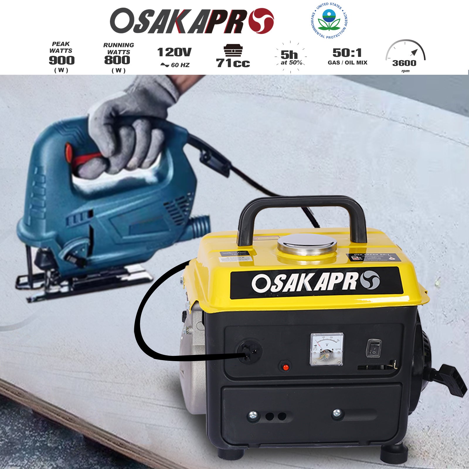 Portable Generator, Outdoor Generator Low Noise, Gas Powered Generator,Generators For Home Use White Steel