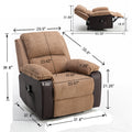 Brown Fabric Recliner Chair Theater Single Recliner Thick Seat And Backrest, Suitable For Living Room, Side Bags Electric Sofa Chair, Electric Remote Control.The Angle Can Adjust Freely Brown Fabric