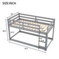 Twin Over Twin Floor Bunk Bed With Laddergray Old Sku:Wf281727Aae Wf286602Aae Box Spring Not Required Twin Gray Wood Bedroom Bunk Pine