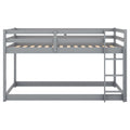 Twin Over Twin Floor Bunk Bed With Laddergray Old Sku:Wf281727Aae Wf286602Aae Box Spring Not Required Twin Gray Wood Bedroom Bunk Pine