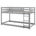 Twin Over Twin Floor Bunk Bed With Laddergray Old Sku:Wf281727Aae Wf286602Aae Box Spring Not Required Twin Gray Wood Bedroom Bunk Pine