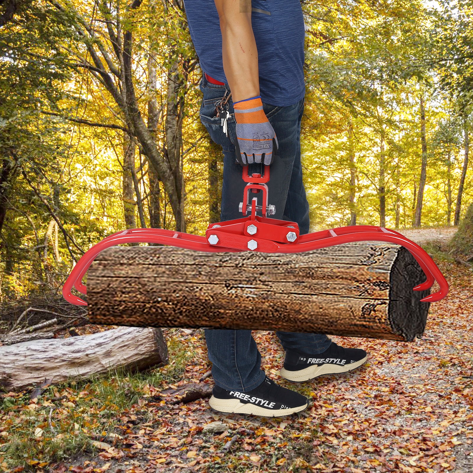 4 Claw Timber Log Lifting Logging Tongs Grabber Tong 28" Red Carbon Steel