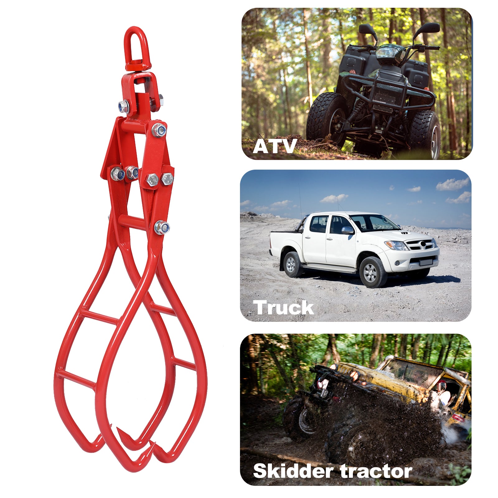 4 Claw Timber Log Lifting Logging Tongs Grabber Tong 28" Red Carbon Steel