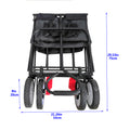 Folding Wagon Garden Shopping Beach Cart Black Black Metal