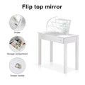 Accent White Vanity Table With Flip Top Mirror And 2 Drawers, Jewelry Storage For Women Dressing White Mdf