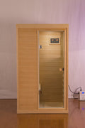 Mini Right Side Hemlock Sauna Room Roof & Floor Natural Solid Wood