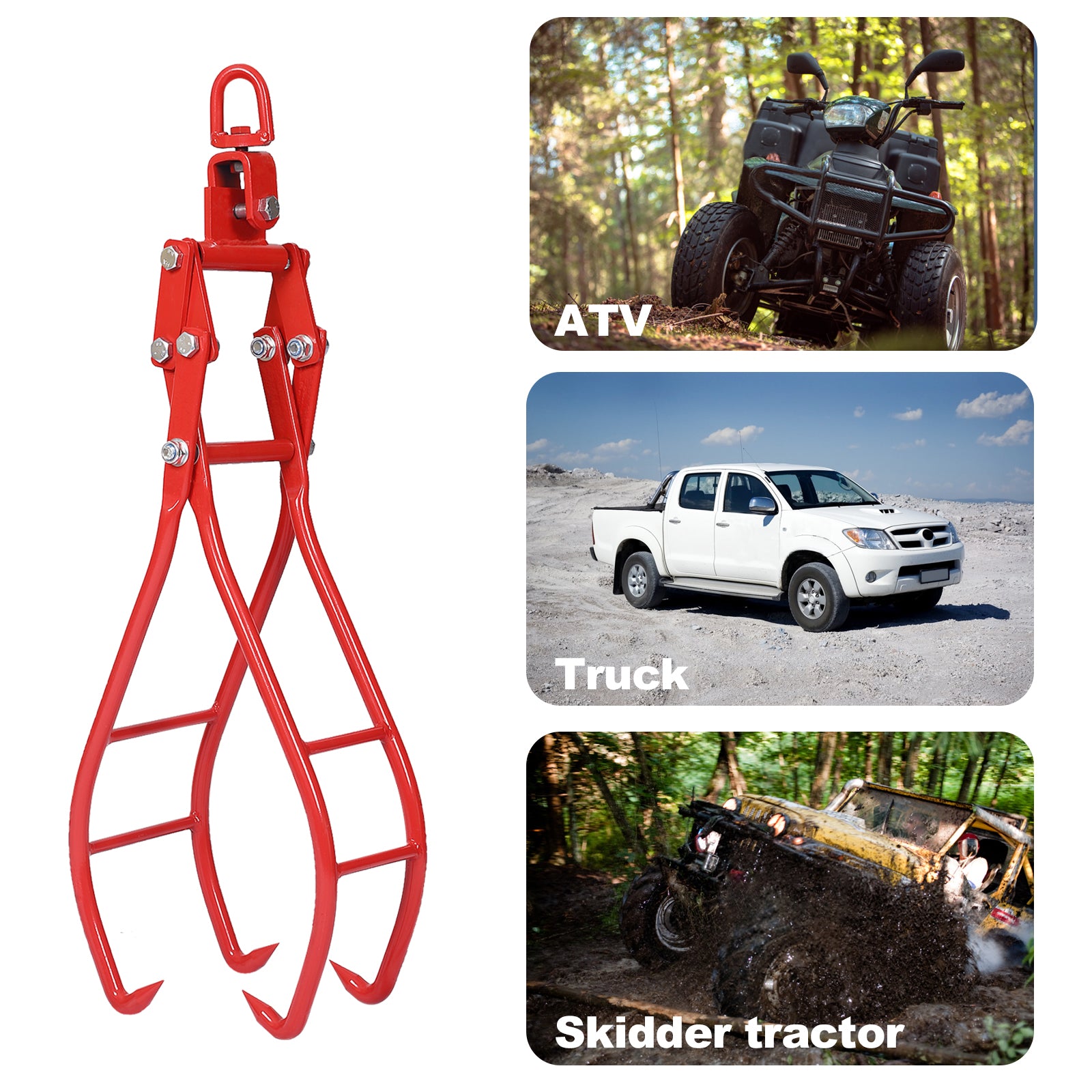 4 Claw Timber Log Lifting Logging Tongs Grabber Tong 36" Red Carbon Steel