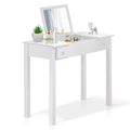 Accent White Vanity Table With Flip Top Mirror And 2 Drawers, Jewelry Storage For Women Dressing White Mdf