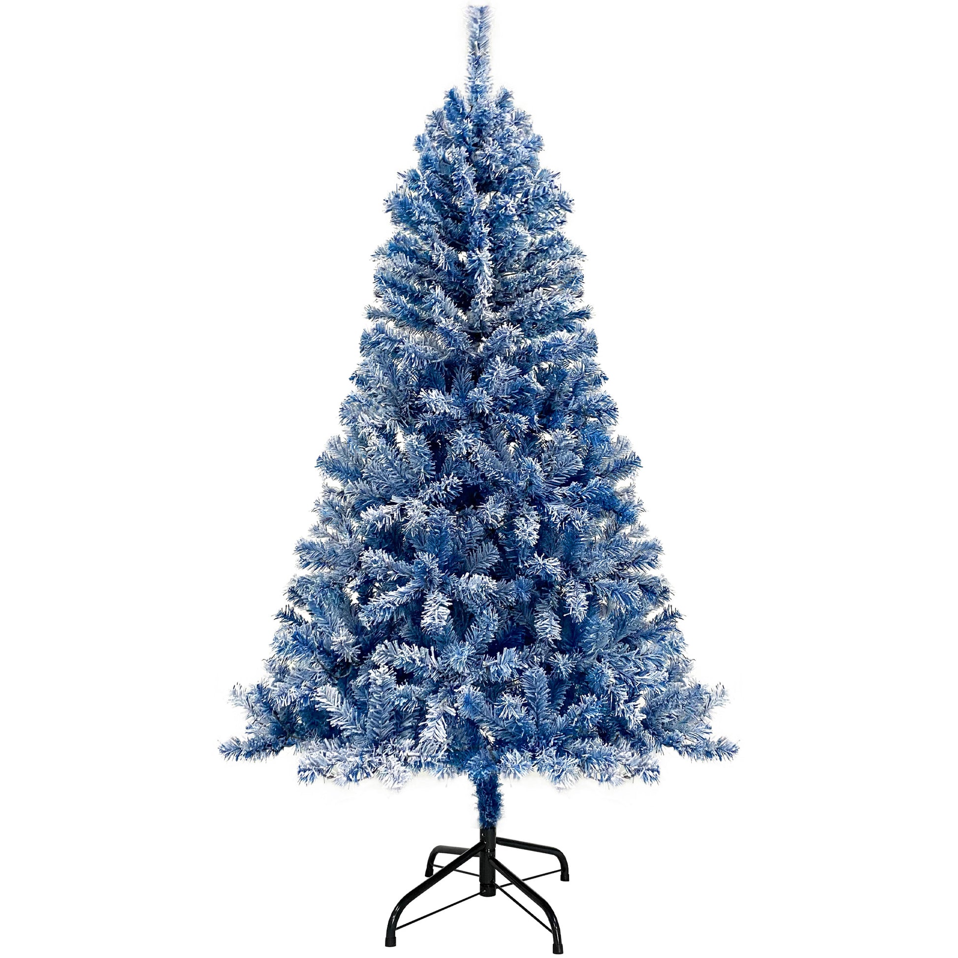 6Ft Pre Lit Hinged Artificial Fir Christmastree, Xmas Tree Snow Flocked Artificial Holiday Christmas Tree W 750 Branch Tips X Mas Blue Vinyl