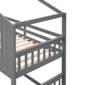 Twin Over Twin House Bunk Bed With Ladder, Wood Bed Gray Gray Solid Wood